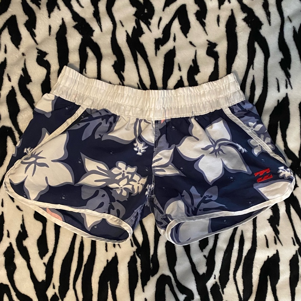 Billabong Navy and White Floral Athletic Shorts